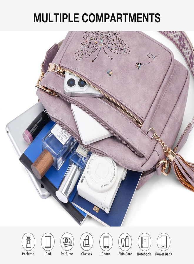 KITEVIUN Crossbody Bags for Women Trendy Leather Crossbody Purse Shoulder Handbags Butterfly Design - Image 3