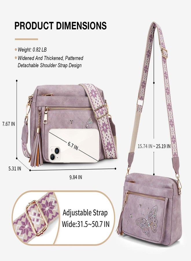 KITEVIUN Crossbody Bags for Women Trendy Leather Crossbody Purse Shoulder Handbags Butterfly Design - Image 5