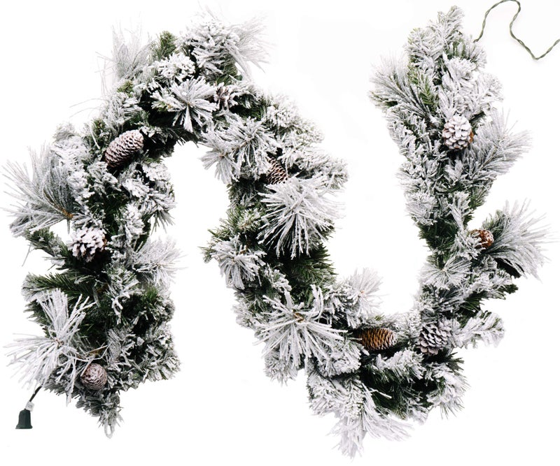 Craftmore CraftMore Frosted Holiday Pine Garland with Lights 6 Feet 