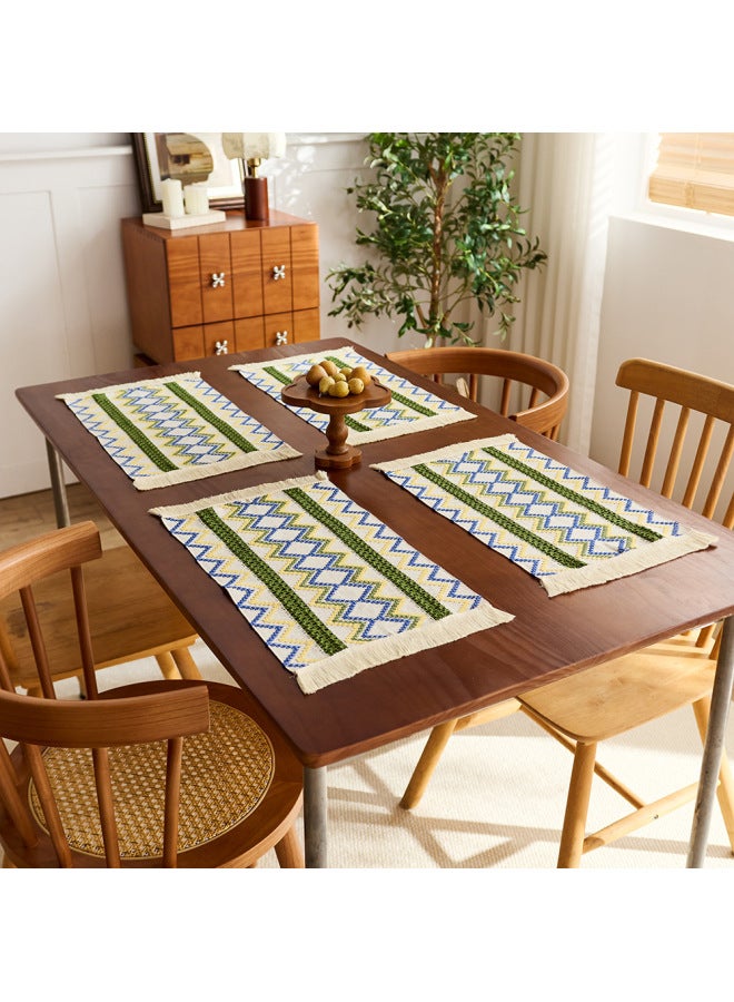 Cotton Tassel Western-style Placemat, Iranian And Turkish Ethnic Style Decorative Tablecloth Mat, Household Dining Table Heat Insulation Mat, Tableware