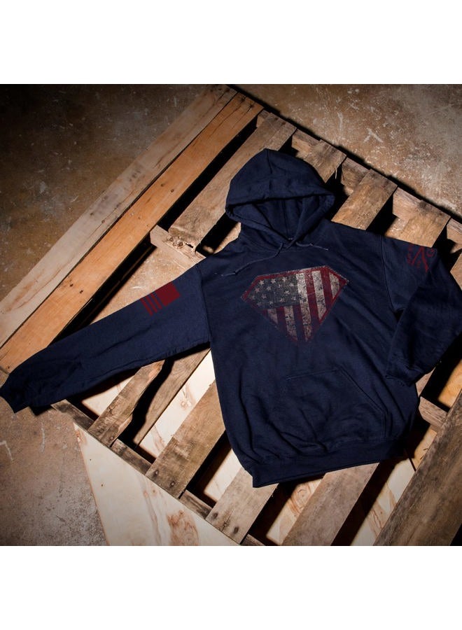Grunt Style Super Patriot 2.0 Unisex Patriotic Pullover Hoodie, Navy, XL - Image 2