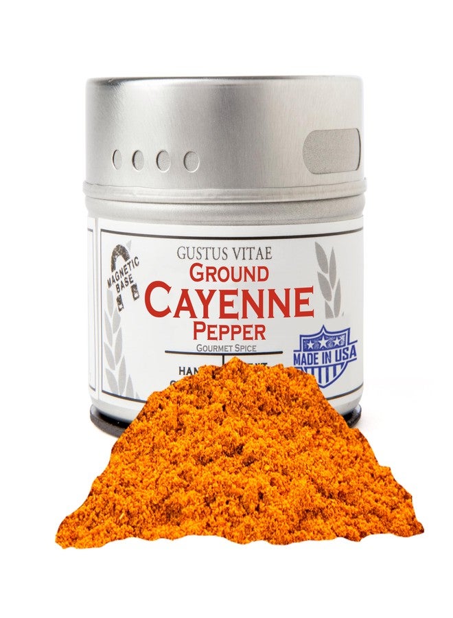 GUSTUS VITAE Ground Cayenne Pepper | All Natural | Non GMO | 1.6 oz | Gourmet Spice | Single Ingredient | Small Batch | Artisanal Rub | Seasoning | GLP-1 Friendly Spice | Ultra Premium | Made in USA | Magnetic Tin | Gustus Vitae - Image 1