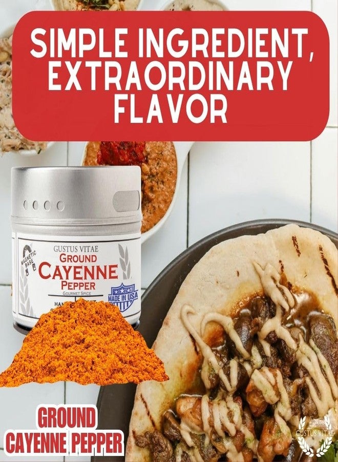 GUSTUS VITAE Ground Cayenne Pepper | All Natural | Non GMO | 1.6 oz | Gourmet Spice | Single Ingredient | Small Batch | Artisanal Rub | Seasoning | GLP-1 Friendly Spice | Ultra Premium | Made in USA | Magnetic Tin | Gustus Vitae - Image 5