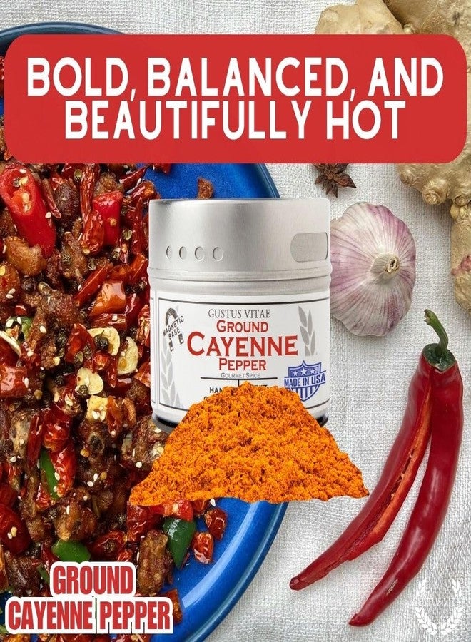 GUSTUS VITAE Ground Cayenne Pepper | All Natural | Non GMO | 1.6 oz | Gourmet Spice | Single Ingredient | Small Batch | Artisanal Rub | Seasoning | GLP-1 Friendly Spice | Ultra Premium | Made in USA | Magnetic Tin | Gustus Vitae - Image 3