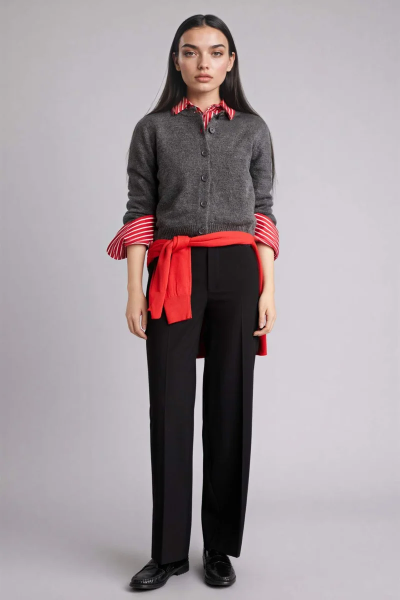 ديفاكتو Regular Fit Crew Neck Cardigan