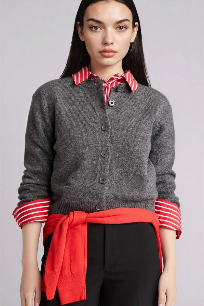 ديفاكتو Regular Fit Crew Neck Cardigan