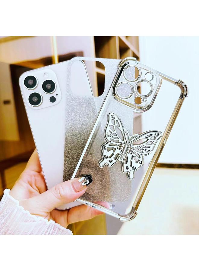 اس-توب جراب لهاتف iPhone 14 Pro، جراب هاتف TPU مقاوم للصدمات بأربع زوايا، بتصميم فراشة ثلاثية الأبعاد، مطلي بالكهرباء، لامع - Image 4