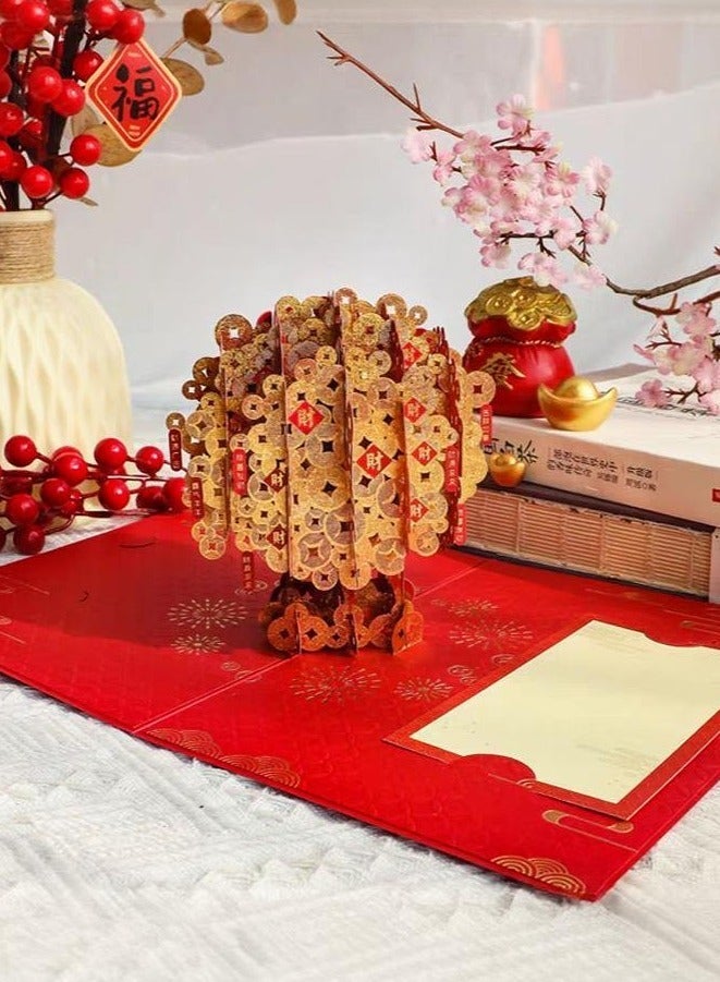 Fuwddy 3D Pop-Up Money Tree Greeting Card for Chinese New Year - Symbol of Instant Wealth & Prosperity - Wish You Massive Success and Riches - Gift Card with Envelope - Image 1