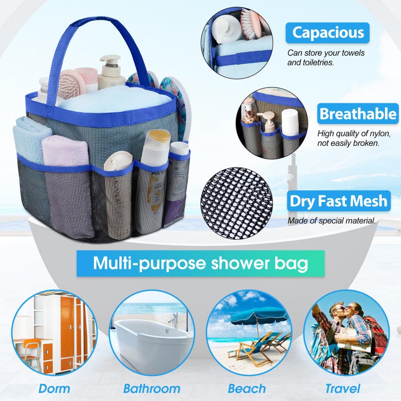 Attmu Blue : Mesh Shower Caddy, Quick Dry Shower Tote Bag Oxford Hanging Toiletry and Bath Organizer are Perfect for College Dorms, Gym, Shower, Swimming and Travel by Attmu, Blue - Image 2