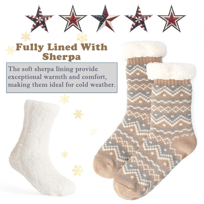 Cozylook Slipper Socks for Women Non Slip Fuzzy Thermal Cabin Socks Winter Warm Stocking Stuffers Size LXL - Image 4