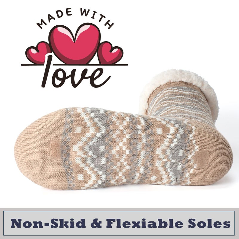 Cozylook Slipper Socks for Women Non Slip Fuzzy Thermal Cabin Socks Winter Warm Stocking Stuffers Size LXL - Image 5