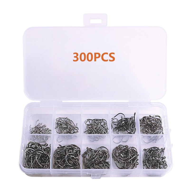AMHDV 300Pcs/ 500Pcs/ 1000Pcs Small Fishing Hooks, 10 Different Sizes Tiny Fish Hook Set for Freshwater (300pcs (2# to 20#)) - Image 3