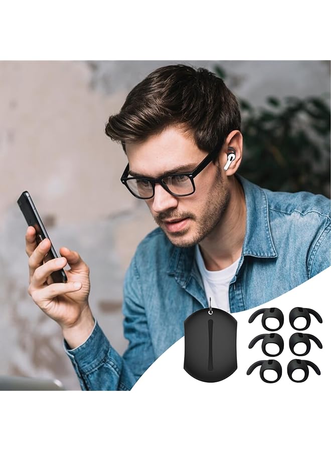 erorex 3 Pairs Ear Hooks Covers Compatible With Airpods Pro Anti Slip Ear Tips With Storage Pouch Compatible With Airpods Pro Black - Image 5