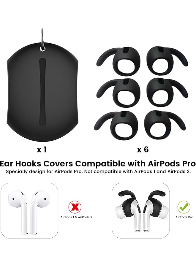 erorex 3 Pairs Ear Hooks Covers Compatible With Airpods Pro Anti Slip Ear Tips With Storage Pouch Compatible With Airpods Pro Black - Image 2