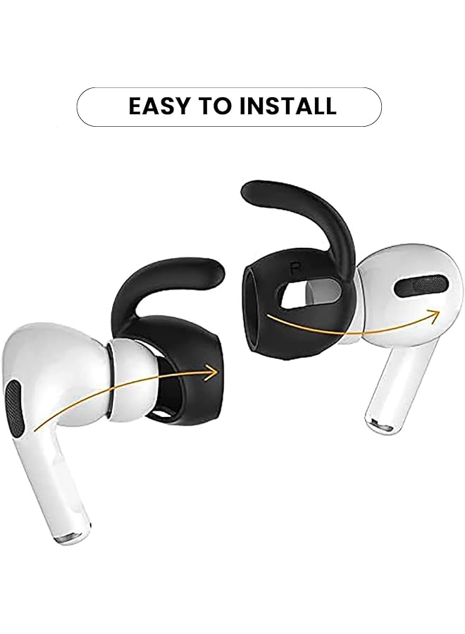 erorex 3 Pairs Ear Hooks Covers Compatible With Airpods Pro Anti Slip Ear Tips With Storage Pouch Compatible With Airpods Pro Black - Image 3