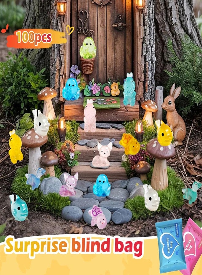 CIYOJA 100 Pcs Blind Bags Mystery Mini Resin Animals Glow in The Dark Figurines, Mini Figures Mystery Bag for DIY Crafts, Fairy Garden Decor, Dollhouse Accessories, Party Favors, for Kids - Image 2