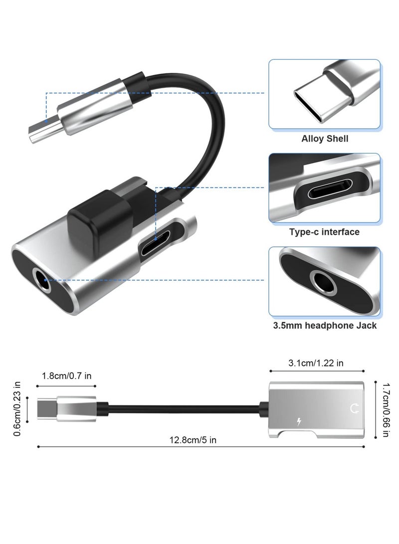 Captaintech USB C to 3.5mm Headphone and Charger Adapter, 2-in-1 USB C to Aux Audio Jack Hi-Res DAC and Fast Charge Dongle Cable Compatible with Galaxy/Pixel/Note Series - Image 3