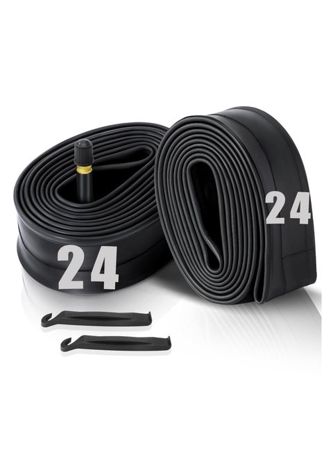 SYOSI 2 جهاز كمبيوتر شخصى 24 &quot;أنابيب دراجة، 24x1.75-2.125 بوصة أنبوب دراجة مع 2 عتلات الإطارات أنبوب داخلي للدراجة المطاطية بوتيل مع صمام شريدر 32 مم للطريق/MTB/دراجة الأطفال