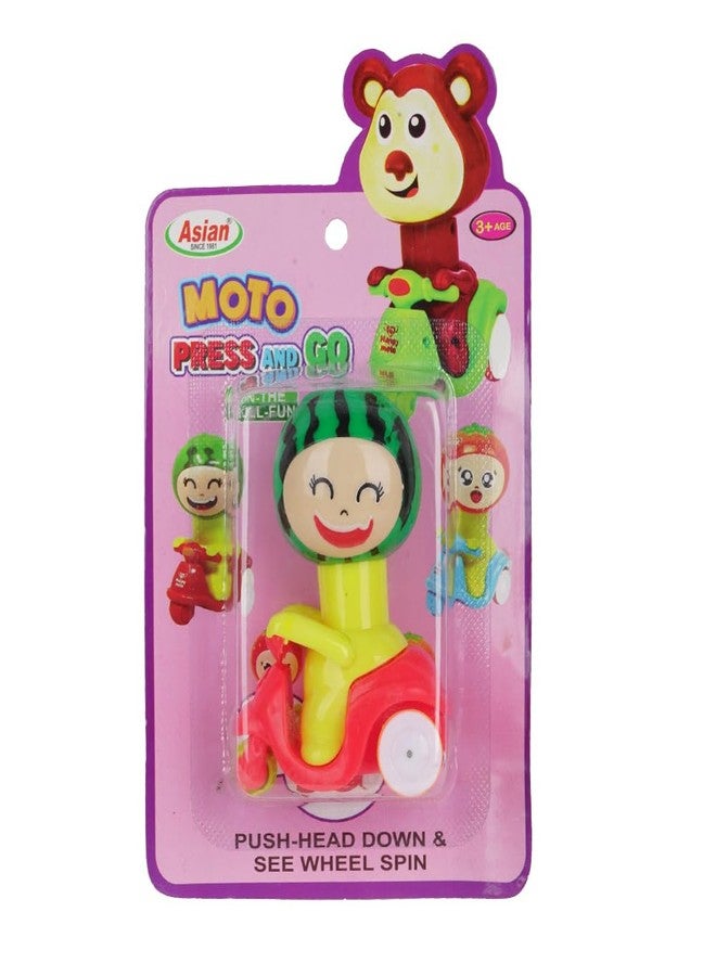 Asian Portable Plastic Melon Press N Go Friction Scooter for Kids Pack of 1 (Watermelon Scooter) - Image 2