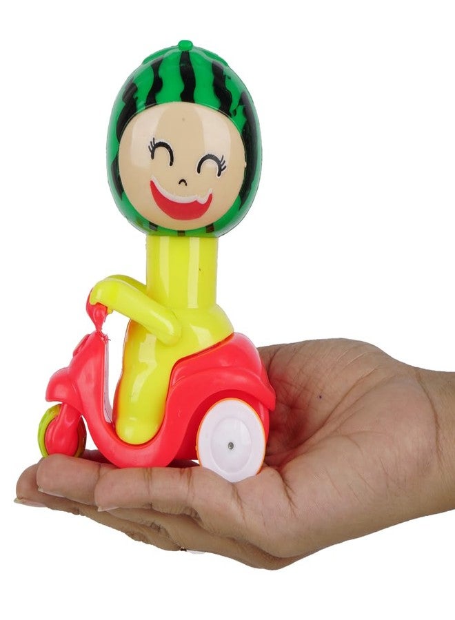 Asian Portable Plastic Melon Press N Go Friction Scooter for Kids Pack of 1 (Watermelon Scooter) - Image 3