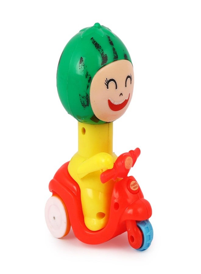 Asian Portable Plastic Melon Press N Go Friction Scooter for Kids Pack of 1 (Watermelon Scooter) - Image 4