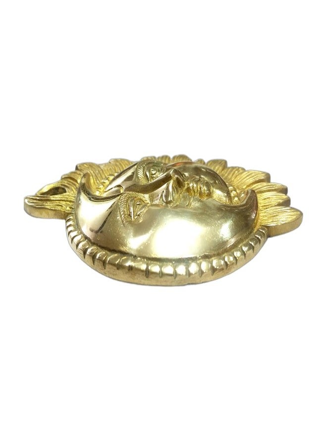 athizay Brass Suraj Chand Wall Hanging – 16 cm Gold Finish | Sun Moon Face Sculpture for Home Decor, Door, or Pooja Room - Image 3