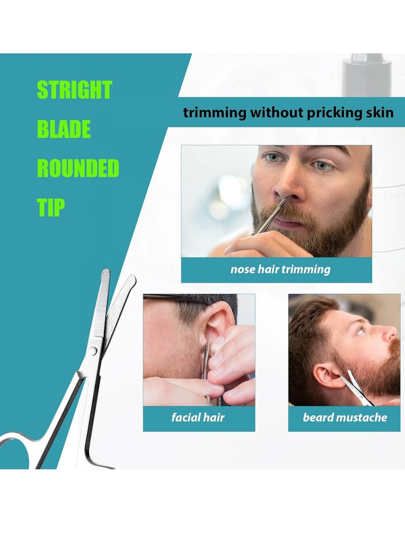 Generic - Facial Hair Small Grooming Scissors For Men Women - Eyebrow, Nose Hair, Mustache, Beard, Eyelashes, Ear Trimming Kit - Curved and Rounded Safety Tip Clippers For Hair Cutting - 2PCS Silver - Image 1
