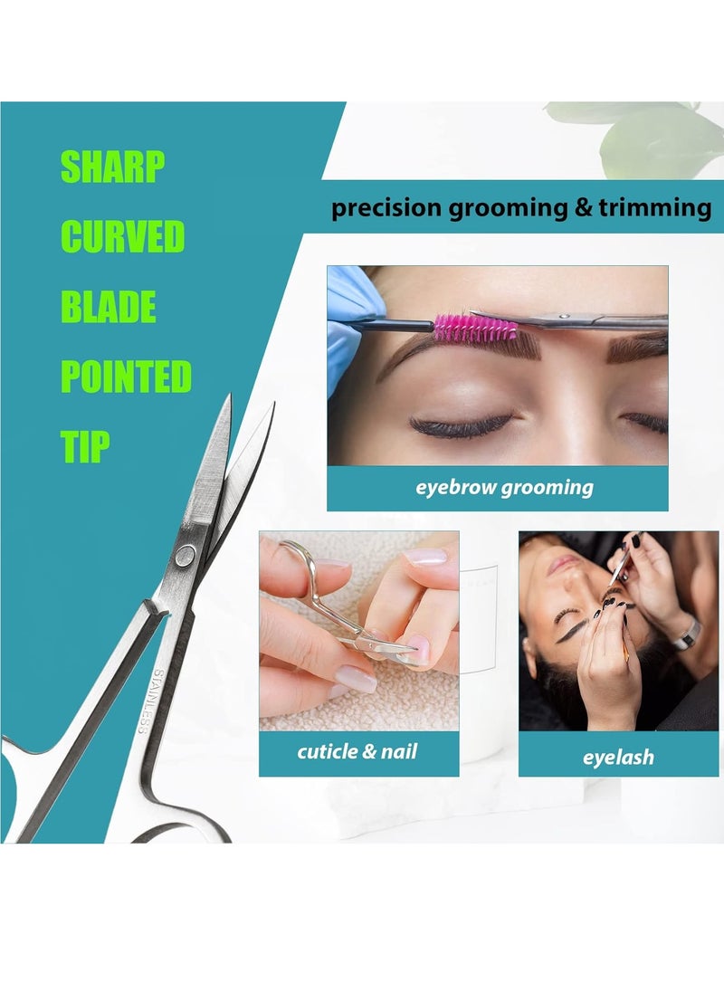 Generic - Facial Hair Small Grooming Scissors For Men Women - Eyebrow, Nose Hair, Mustache, Beard, Eyelashes, Ear Trimming Kit - Curved and Rounded Safety Tip Clippers For Hair Cutting - 2PCS Silver - Image 1