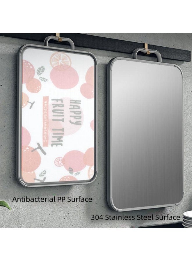 WAOKN Kitchen cutting boards, 304 Stainless Steel cutting boards with handles, 304 Stainless Steel cutting boards for vegetables, fruits and cheese，Kitchen Cutting Board, 304 Stainless Steel Cutting Board for Kitchen & Meat Cheese Vegetable Fruit, Double-Side using, Easy-Grip Handle，Chopping Board for Kitchen | 304 Large Stainless Steel Cutting Boards for Vegetables, Meat, Fruits and Dough Making | Heavy Duty Steel Chopping Board - antibacterial PP and 304 stainless steel - Image 2