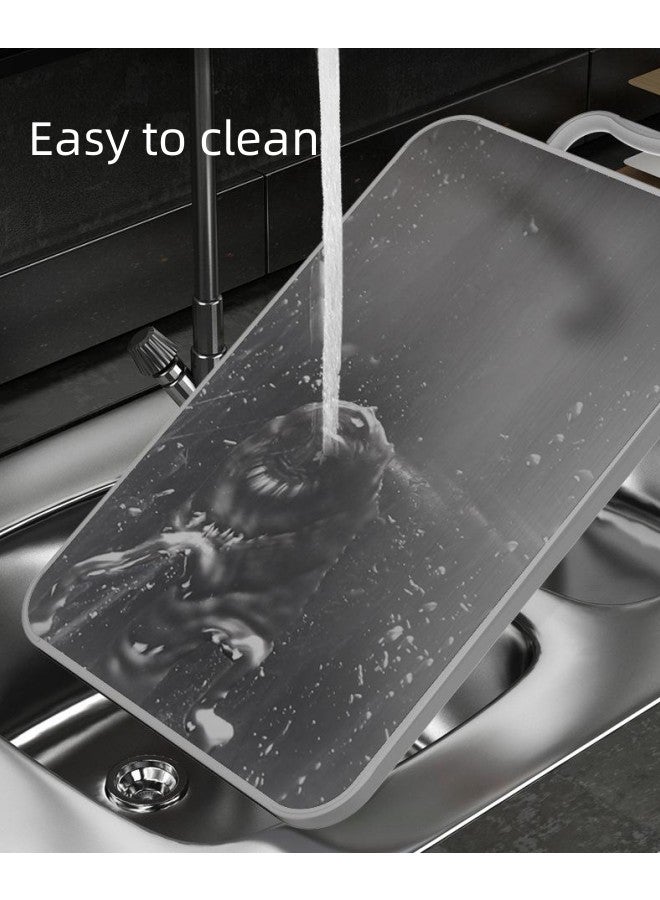 WAOKN Kitchen cutting boards, 304 Stainless Steel cutting boards with handles, 304 Stainless Steel cutting boards for vegetables, fruits and cheese，Kitchen Cutting Board, 304 Stainless Steel Cutting Board for Kitchen & Meat Cheese Vegetable Fruit, Double-Side using, Easy-Grip Handle，Chopping Board for Kitchen | 304 Large Stainless Steel Cutting Boards for Vegetables, Meat, Fruits and Dough Making | Heavy Duty Steel Chopping Board - antibacterial PP and 304 stainless steel - Image 5