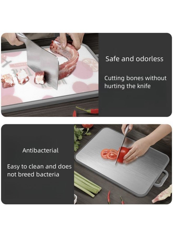 WAOKN Kitchen cutting boards, 304 Stainless Steel cutting boards with handles, 304 Stainless Steel cutting boards for vegetables, fruits and cheese，Kitchen Cutting Board, 304 Stainless Steel Cutting Board for Kitchen & Meat Cheese Vegetable Fruit, Double-Side using, Easy-Grip Handle，Chopping Board for Kitchen | 304 Large Stainless Steel Cutting Boards for Vegetables, Meat, Fruits and Dough Making | Heavy Duty Steel Chopping Board - antibacterial PP and 304 stainless steel - Image 4
