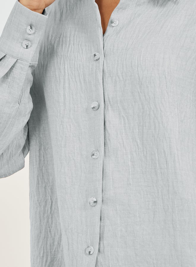 Styli Oversized Linen Spread Collar Shirt - Image 4