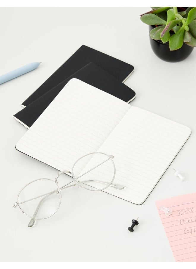 Moleskine 9 x 14 cm Cahier Journal Set 3 Notebooks with Ruled Pages Cardboard Cover and Visible Cotton Stiching - Black  - Image 3