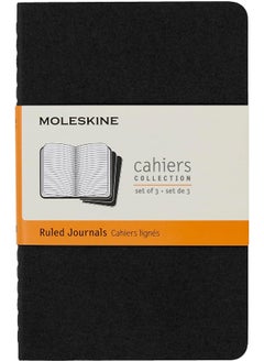 Moleskine 9 x 14 cm Cahier Journal Set 3 Notebooks with Ruled Pages Cardboard Cover and Visible Cotton Stiching - Black  - Image 4