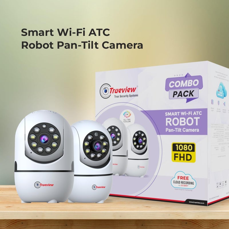 Trueview 2MP Smart CCTV Wifi Home Security Camera with Pan Tilt 360 View 2 Way Talk Cloud Monitor Motion Detect Supports SD Card Up to 256 GB Night Vision 2MP Robot ATC Pack of 2 - Image 2