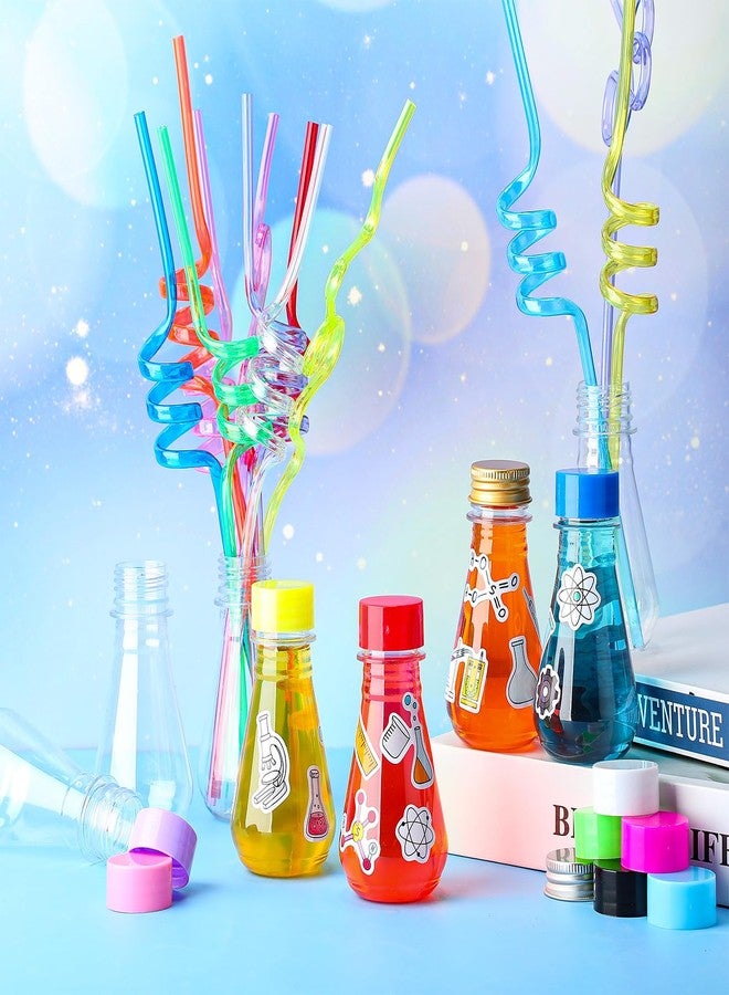 73Hours 36 Pcs Science Party Theme Cups Set with Silly Loop Straws Science Stickers Plastic Reusable Small Conical Flask Bottles Test Tubes for Birthday Party Decorations(Conical Flask) - Image 4