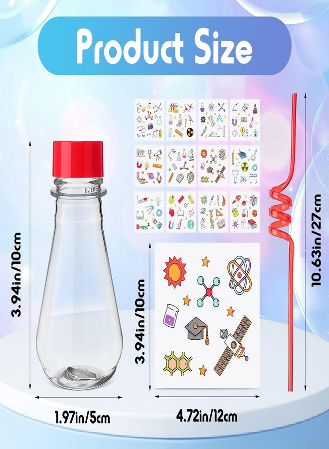 73Hours 36 Pcs Science Party Theme Cups Set with Silly Loop Straws Science Stickers Plastic Reusable Small Conical Flask Bottles Test Tubes for Birthday Party Decorations(Conical Flask) - Image 2