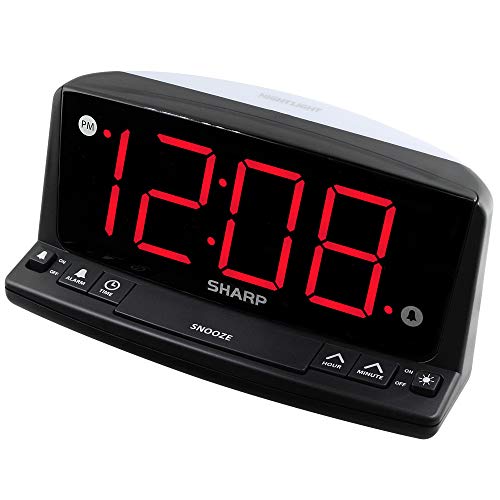 Sharp LED Digital Alarm Clock Simple Operation Easy to See Large Numbers Built in Night Light Loud Beep Alarm with Snooze Bright Big Red Digit Display
