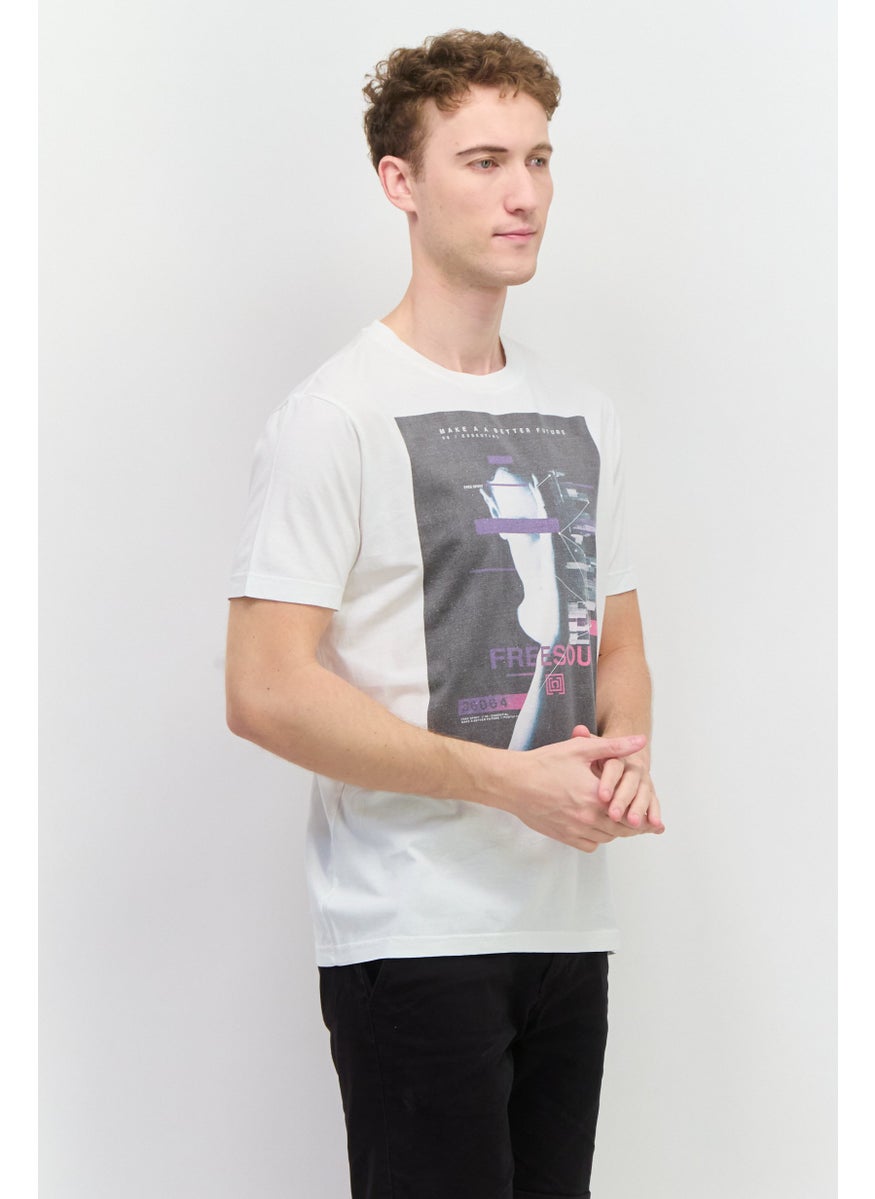Free Soul Men Crew Neck Short Sleeve Graphic Print Troon T-Shirt, Light Blush  - Image 2