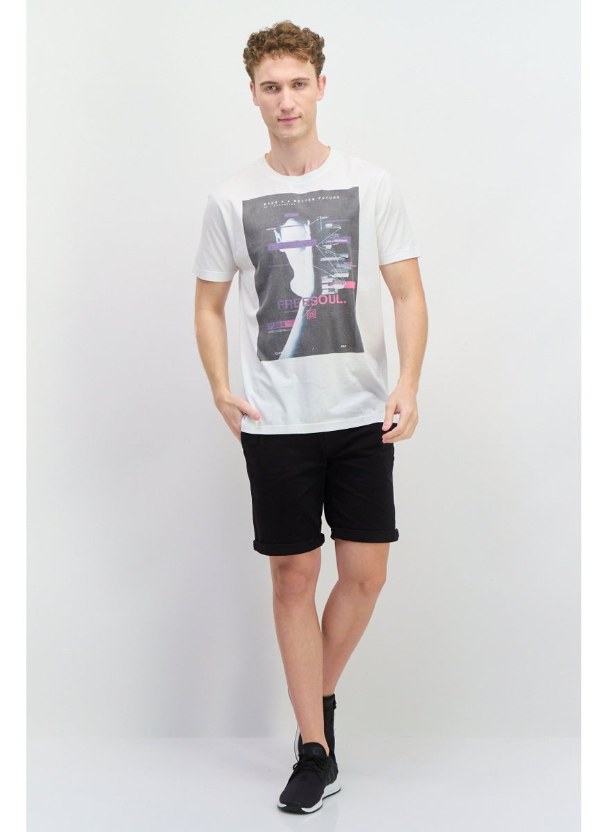 Free Soul Men Crew Neck Short Sleeve Graphic Print Troon T-Shirt, Light Blush  - Image 3