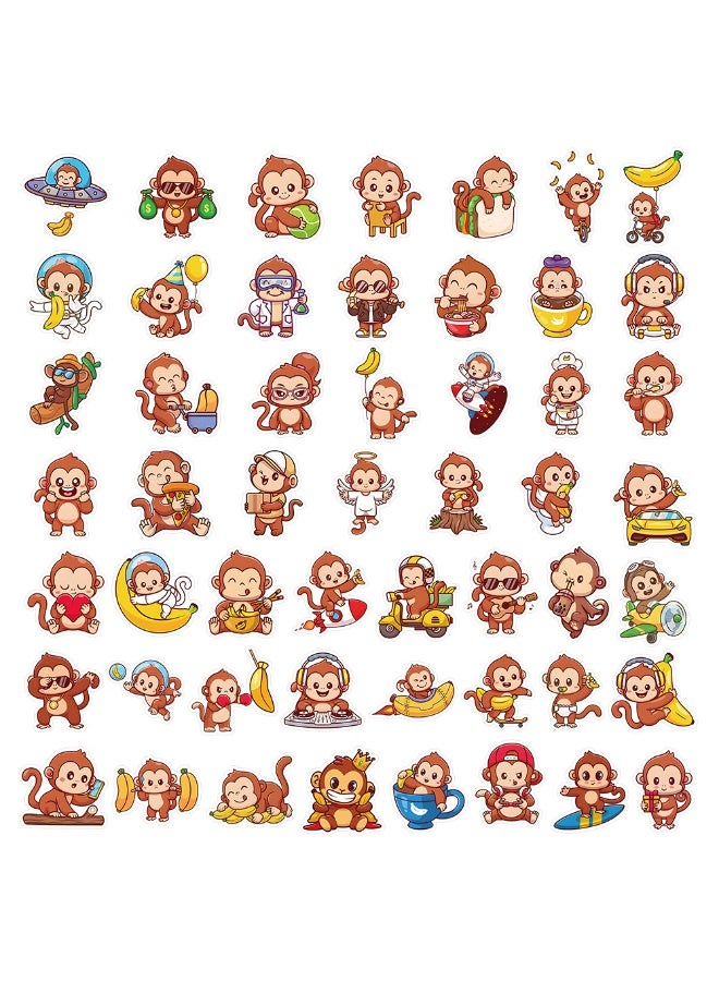 NIBEMINENT 50 Pcs Cartoon Monkey Deco Kit Waterproof Stickers, High Definition Printing Bright Colors, Suitable for Laptop Skateboard Luggage Water Bottle Guitar DIY - Image 3