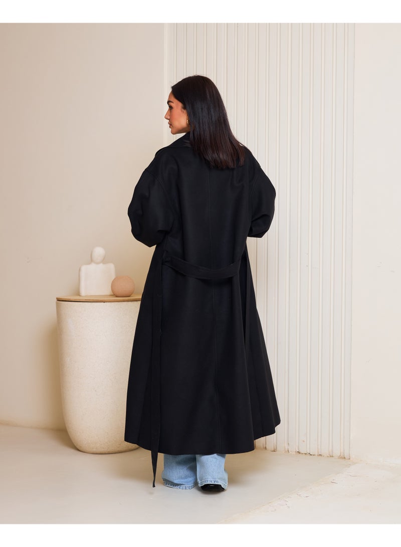 Dresscode Long Oversized Black Coat - Image 4