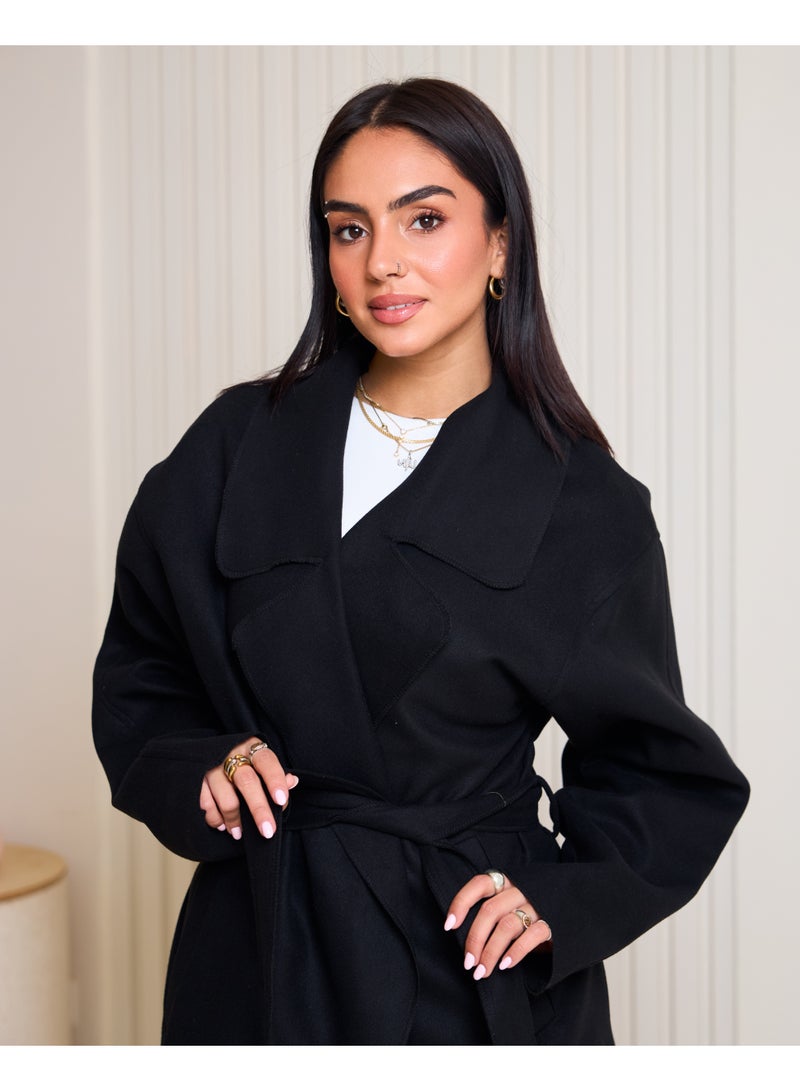 Dresscode Long Oversized Black Coat - Image 2