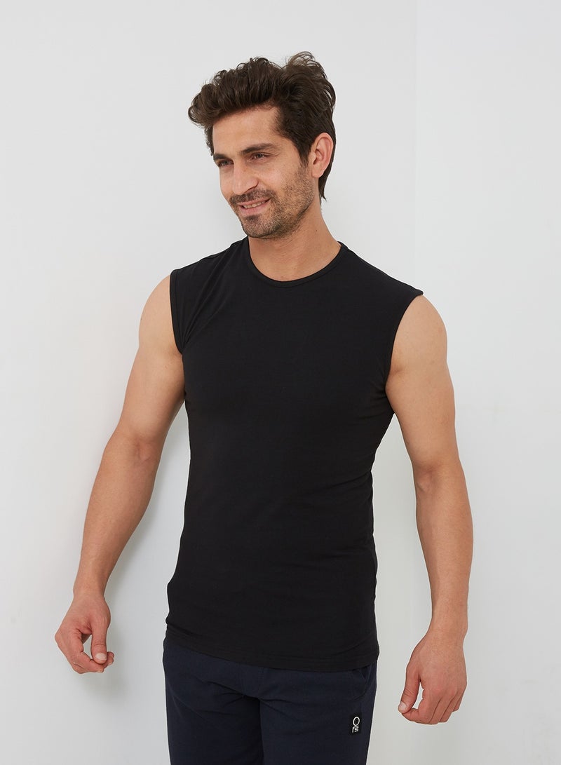 Dice Crew-Neck Solid Muscle Tee Undershirt for Men - Image 1