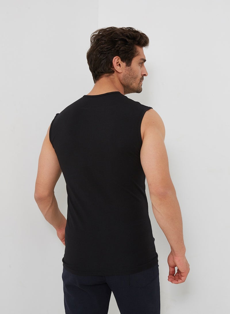 Dice Crew-Neck Solid Muscle Tee Undershirt for Men - Image 2