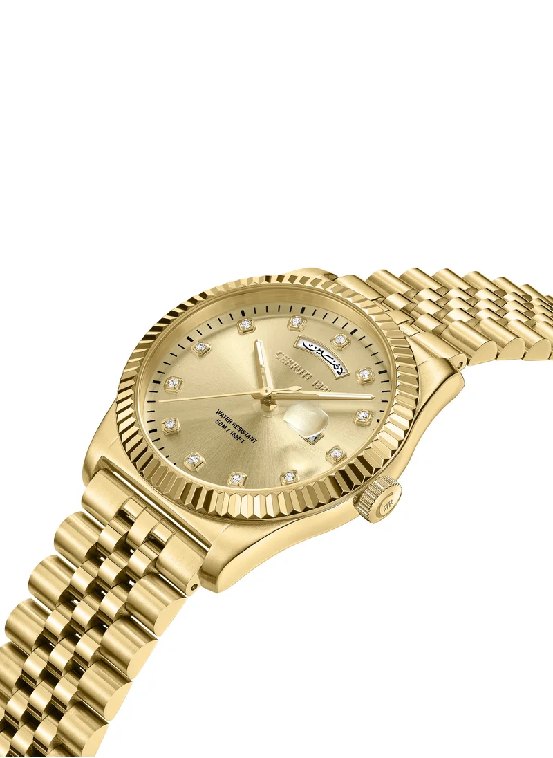 CERRUTI 1881 Cerruti 1881 Chienti Women's Watch - Champagne Sunray Dial, Swarovski Crystal Markers, Arabic date and day