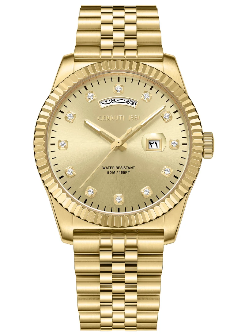 CERRUTI 1881 Cerruti 1881 Chienti Women's Watch - Champagne Sunray Dial, Swarovski Crystal Markers, Arabic date and day