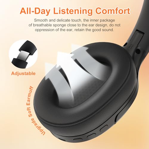 UMUTOO F2 FM Radio headphones wireless Bluetooth 5.2 with Built-in Microphone, Portable Headset Radio Receiver, Wired/Wireless Over Ear Headphone, Soft Ear Muffs, Stereo Sound, for Work/Travel/Moving/Jogging - Image 5