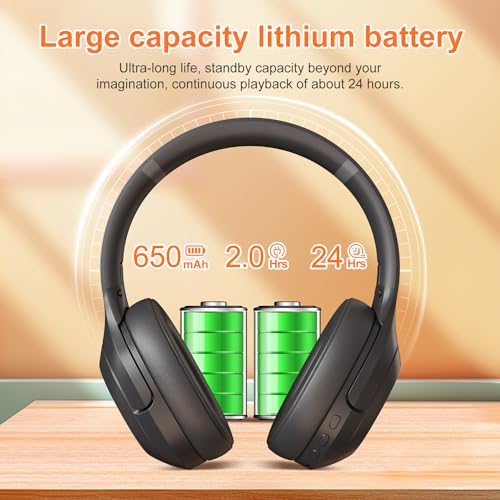 UMUTOO F2 FM Radio headphones wireless Bluetooth 5.2 with Built-in Microphone, Portable Headset Radio Receiver, Wired/Wireless Over Ear Headphone, Soft Ear Muffs, Stereo Sound, for Work/Travel/Moving/Jogging - Image 4