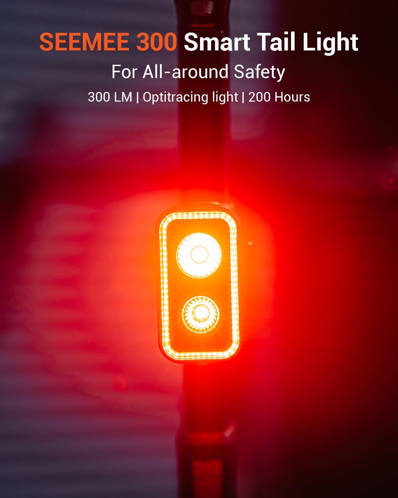 Magicshine SEEMEE 300 Bike Taillight,300 Lumen Bike Tail Light,5 Night & Daytime Modes,Smart Brake Sensor IPX6 Waterproof USB-C Rechargeable Rear Bike Light for Night Riding - Image 2